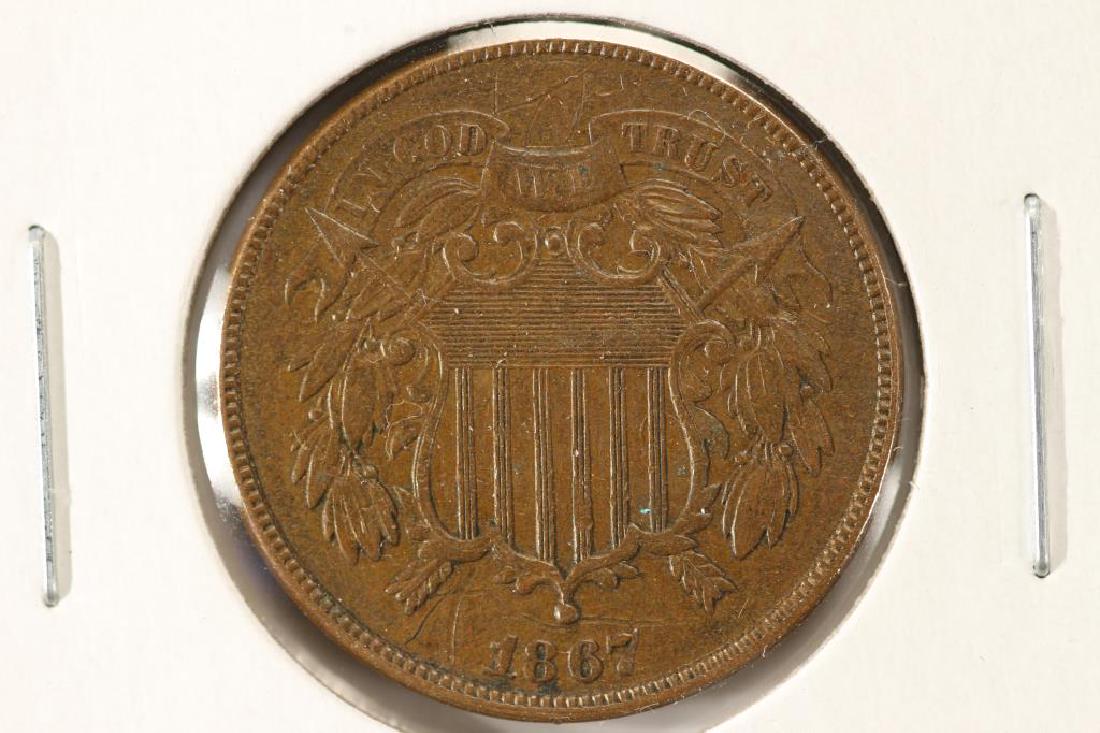 1867 US TWO CENT PIECE EXTRA FINE SCRATCHED (1 of 2)