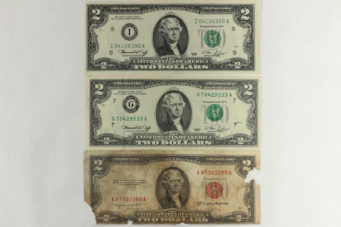 1953-B $2 US NOTE RAGGY & 2-1976 $2 FRN'S (1 of 2)