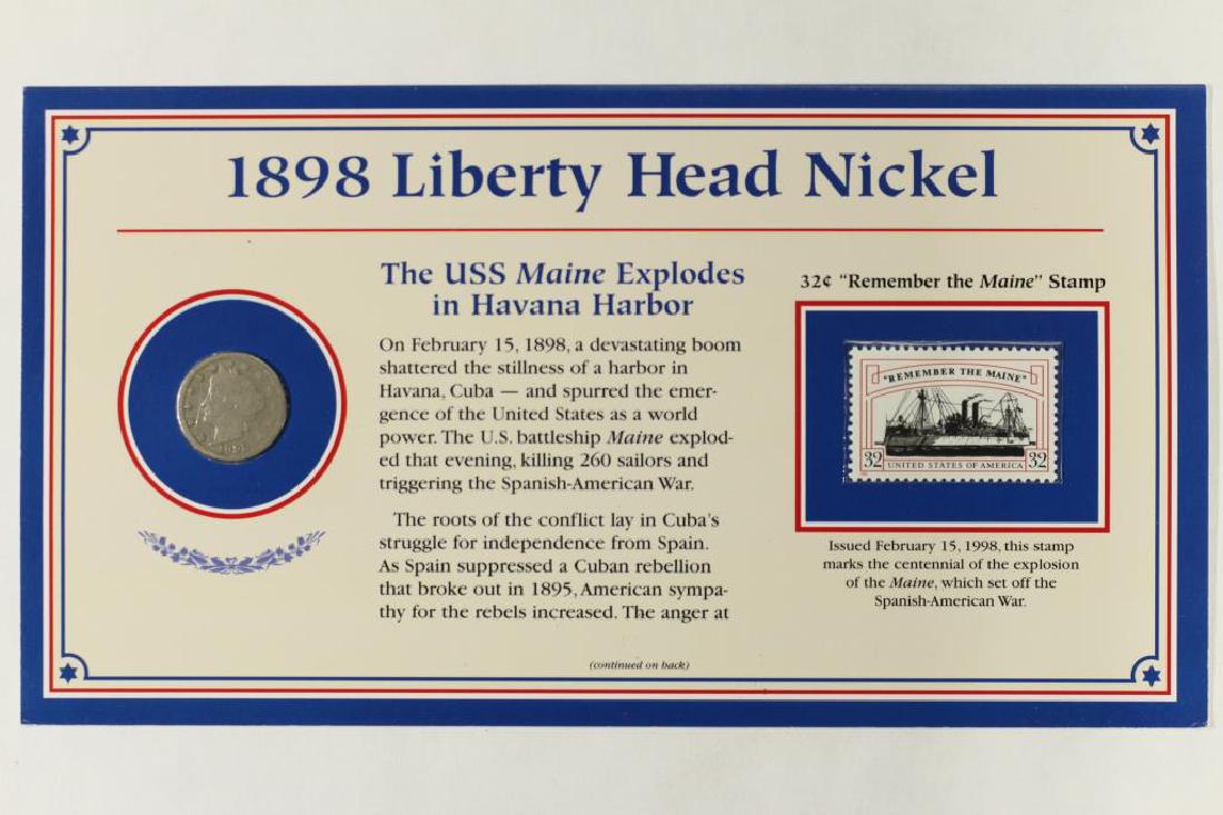 1898 LIBERTY "V" NICKEL AND STAMP ON ILLUTRATED (1 of 2)