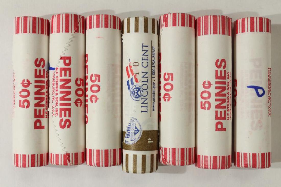 7-50 CENT ROLLS OF 2010-P SHIELD LINCOLN CENTS (1 of 1)