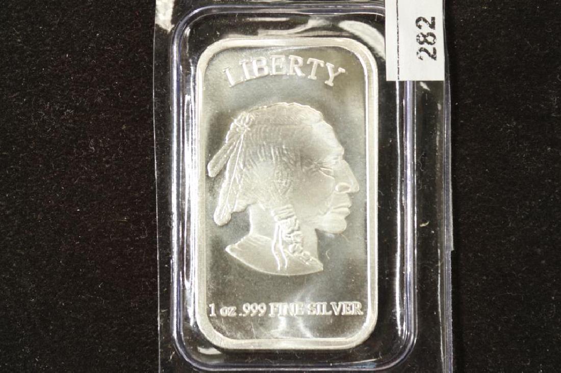 1 TROY OZ .999 FINE SILVER PROOF BAR INDIAN / (1 of 2)