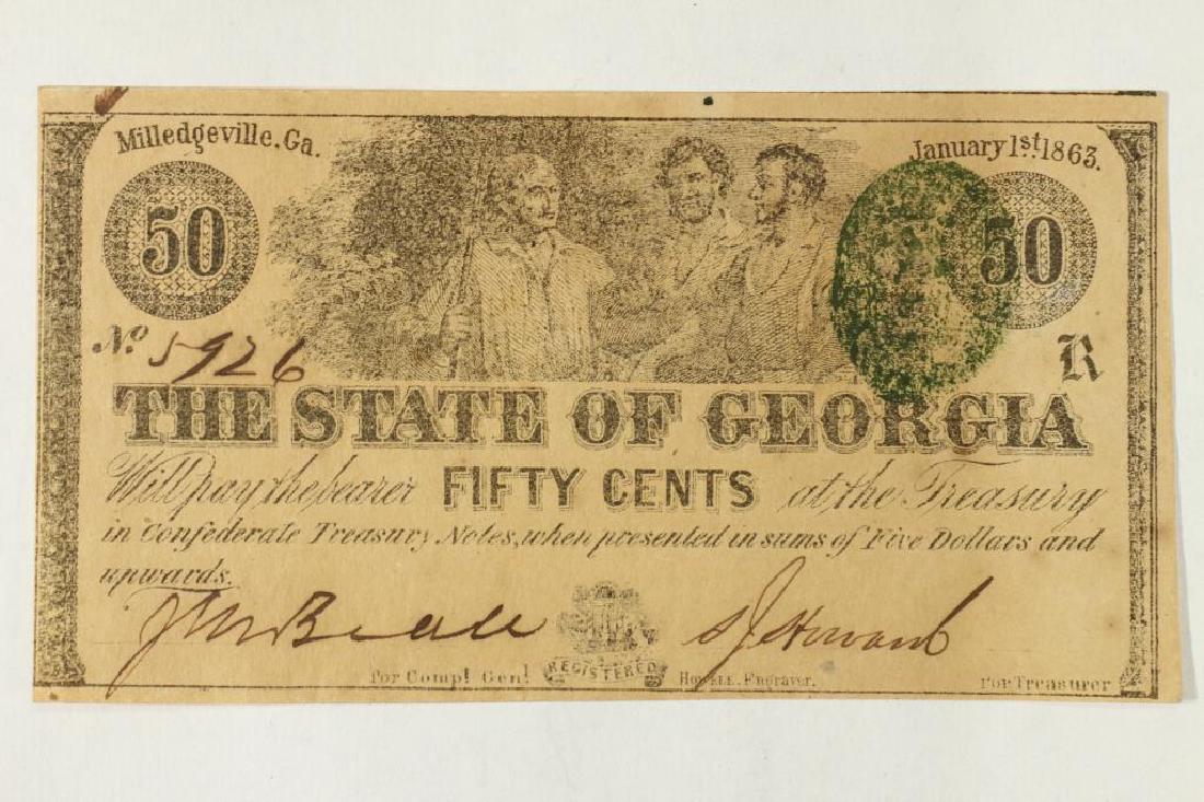 1863 STATE OF GEORGIA MILLEDGEVILLE 50 CENT (1 of 2)
