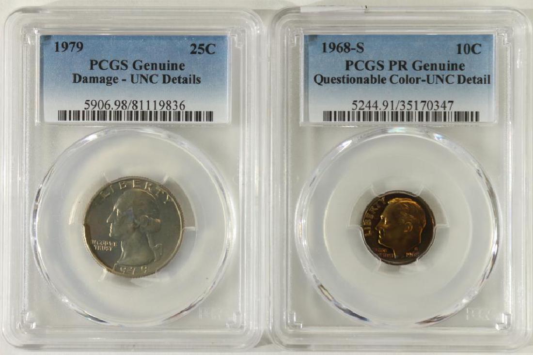 2 PCGS SLABS 1968-S SILVER ROOSEVELT DIME UNC (1 of 2)