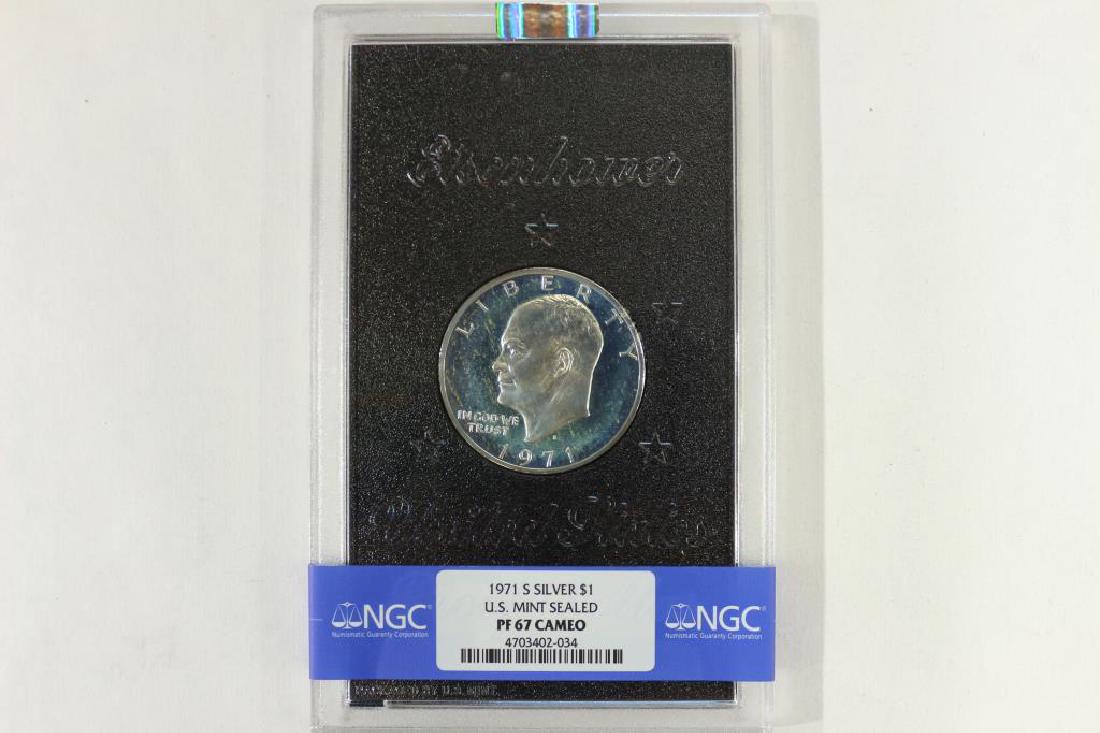 1971-S PROOF IKE SILVER DOLLAR NGC PF67 CAMEO (1 of 2)