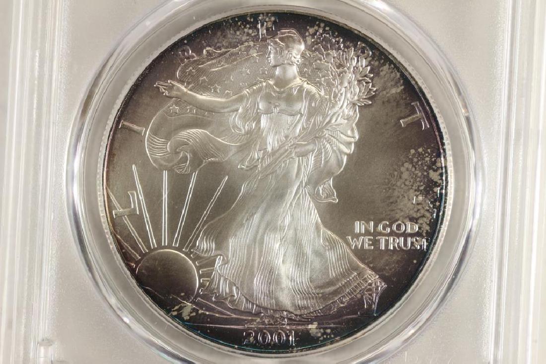 2001 AMERICAN SILVER EAGLE PCGS MS68 BLUE (1 of 3)