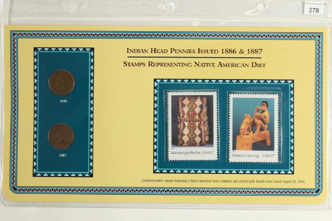 1886 & 1887 INDIAN HEAD CENTS AND STAMPS ON (1 of 2)