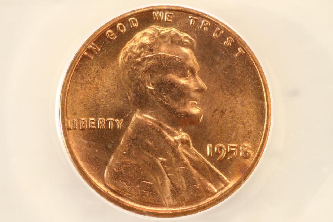 ERROR 1958 LINCOLN CENT OBV. DIE CRACKS ANACS MS64 (1 of 3)