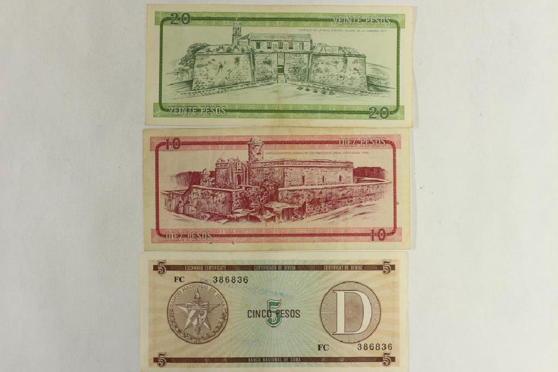 CUBA 5,10 & 20 PESOS FOREIGN EXCHANGE CERTIFICATES: SEE TITLE.