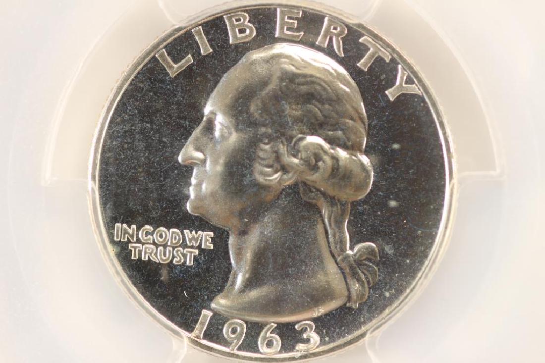 1963 WASHINGTON SILVER QUARTER PCGS PR68 (1 of 3)