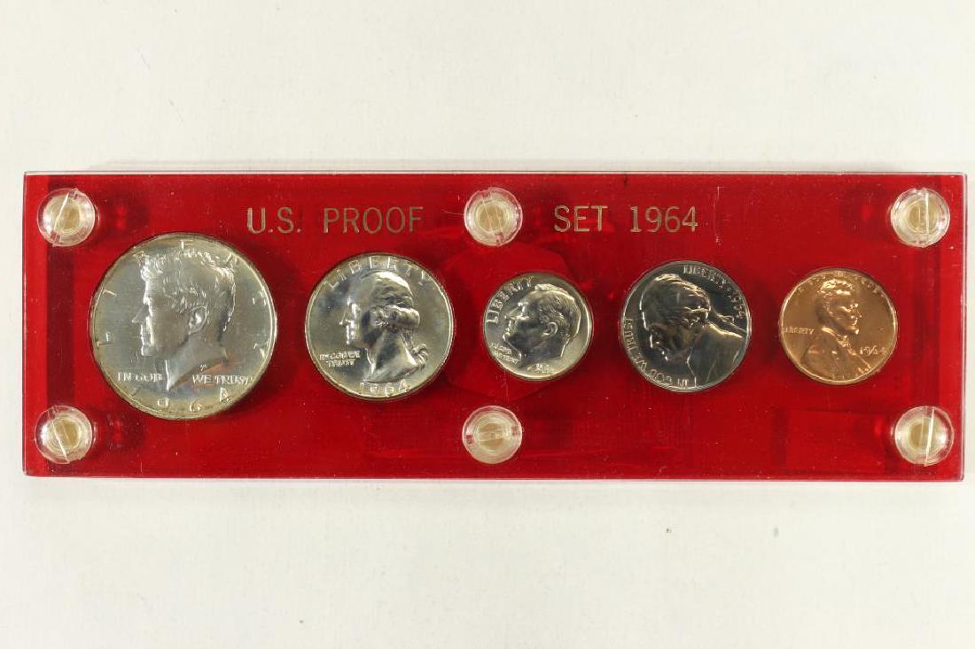 1964 US SILVER PROOF SET IN PLASTIC CASE HOLDER (1 of 2)