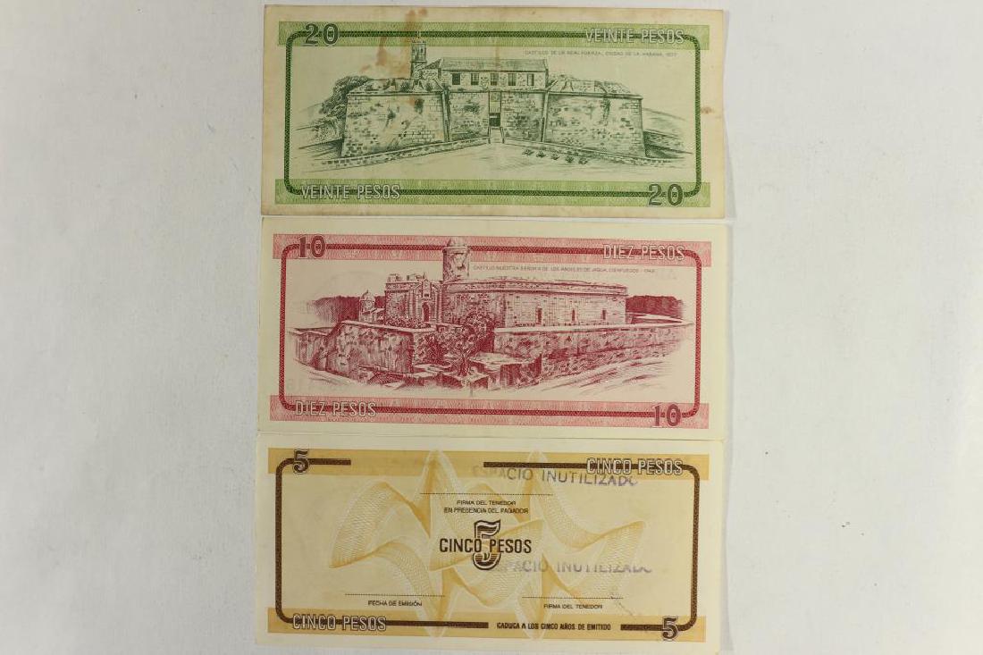 CUBA 5,10 & 20 PESOS FOREIGN EXCHANGE CERTIFICATES: SEE TITLE.