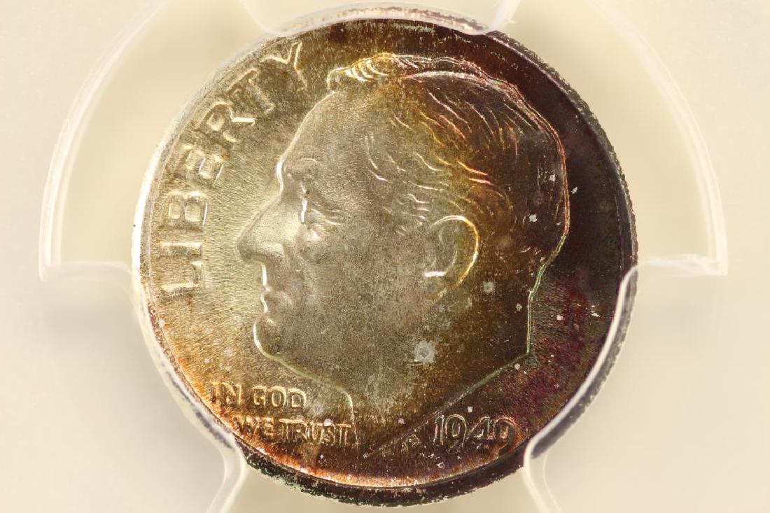 1949 SILVER ROOSEVELT DIME PCGS MS67 TONING (1 of 3)