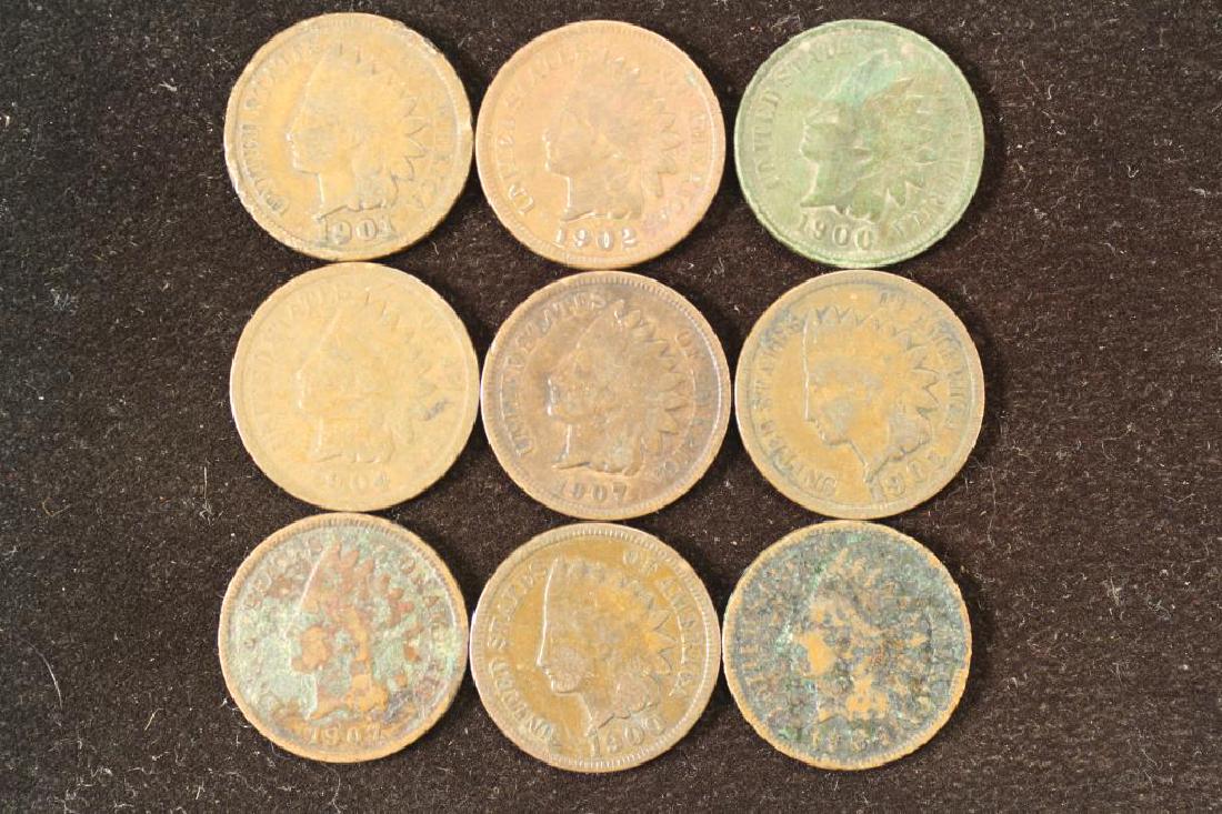 9 ASSORTED 1900'S INDIAN HEAD CENTS (1 of 2)
