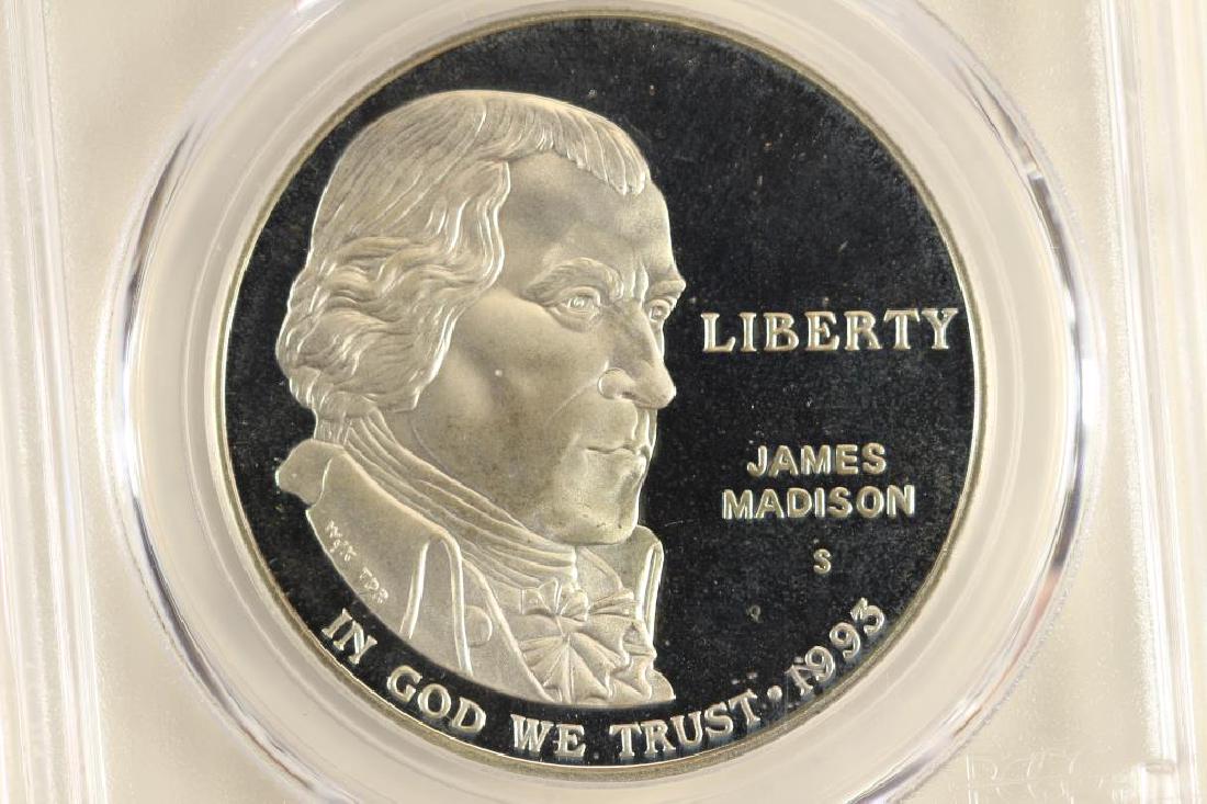 1993-S BILL OF RIGHTS MADISON SILVER DOLLAR PCGS: PR67 DCAM