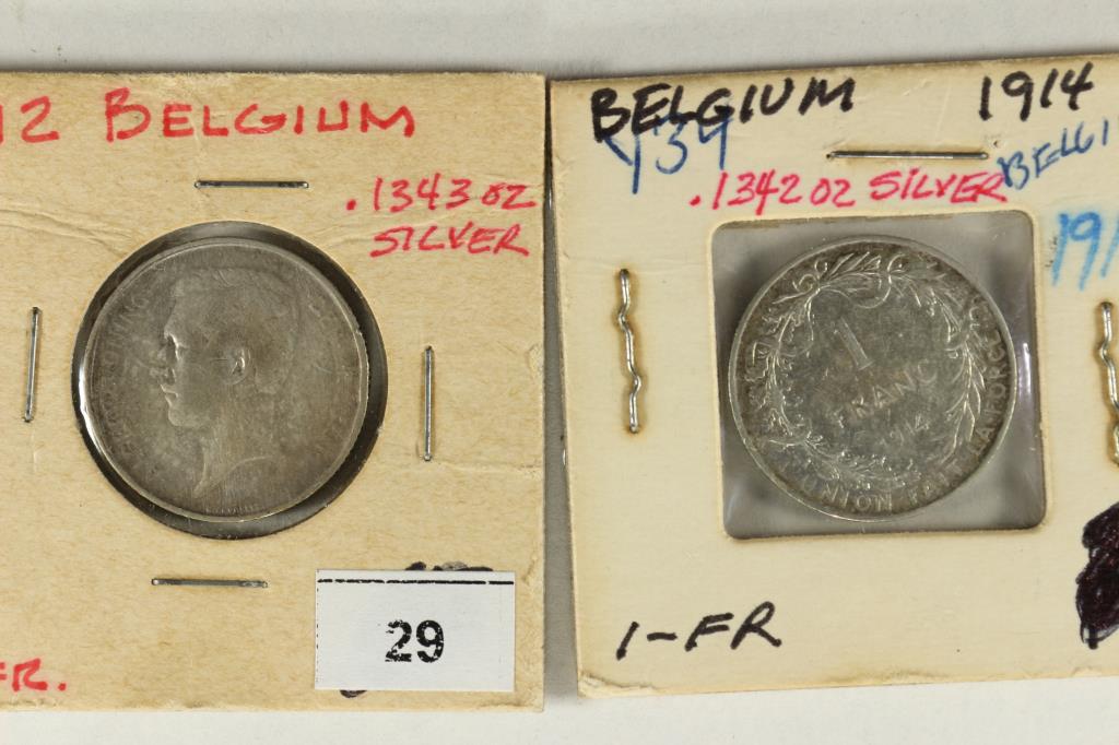 1912 & 1914 BELGUIM SILVER FRANCS .2684 OZ. ASW (1 of 2)