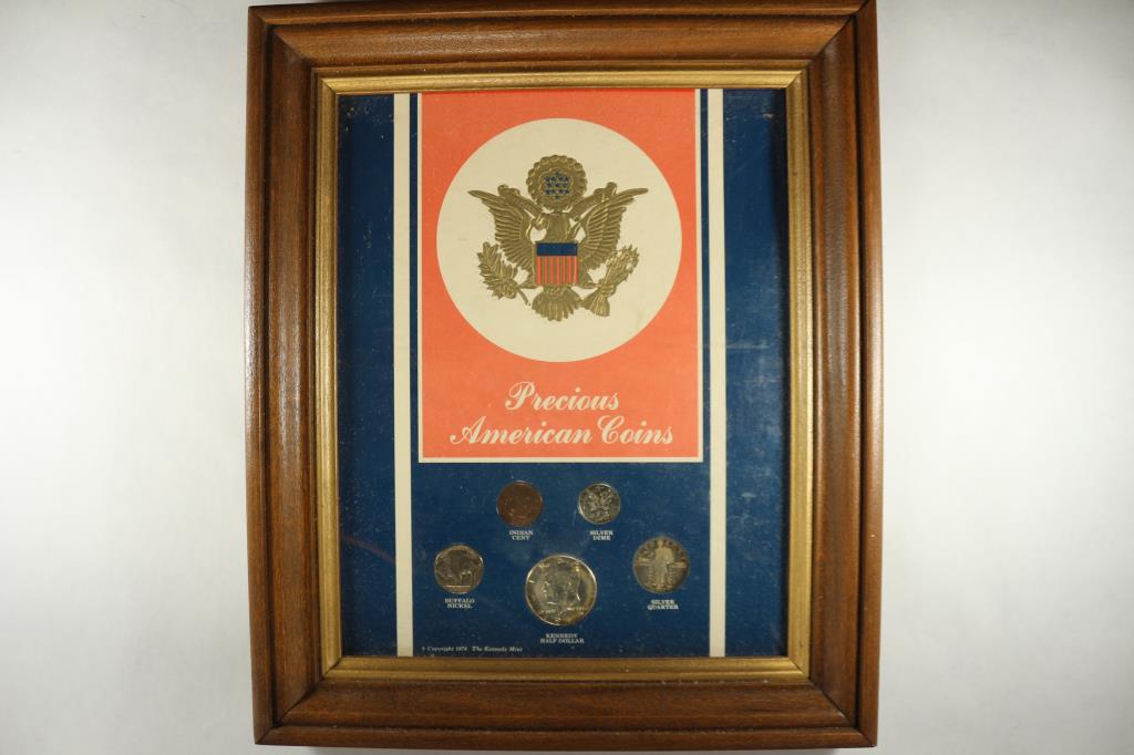 10" X 12" FRAMED COIN SET PRECIOUS AMERICAN COINS (1 of 2)