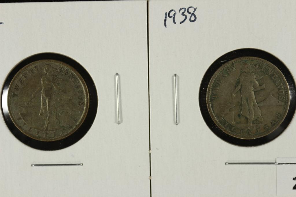 1937 & 1938 US/PHILIPPINES SILVER 20 CENTAVOS (1 of 2)