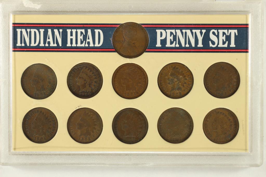 INDIAN HEAD PENNY SET INCLUDES: 10 INDIAN HEADS & (1 of 2)