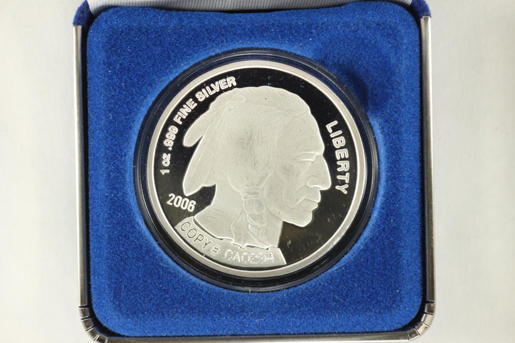1 TROY OZ .999 FINE SILVER PROOF ROUND INDIAN / (1 of 2)