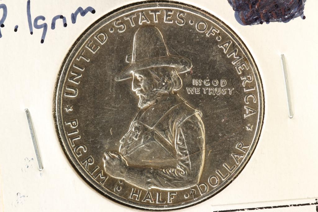 1920 PILGRIM COMMEMORATIVE SILVER HALF DOLLAR AU (1 of 2)