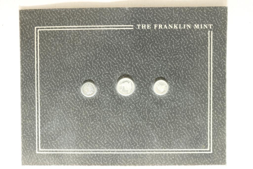 FRANKLIN MINT SET OF 3-MINI COINS SILVER (1 of 2)