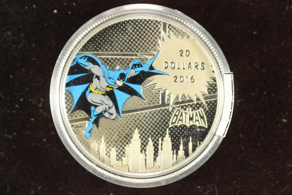 2016 CANADA SILVER PROOF $20 COLORIZED "BATMAN" (1 of 2)