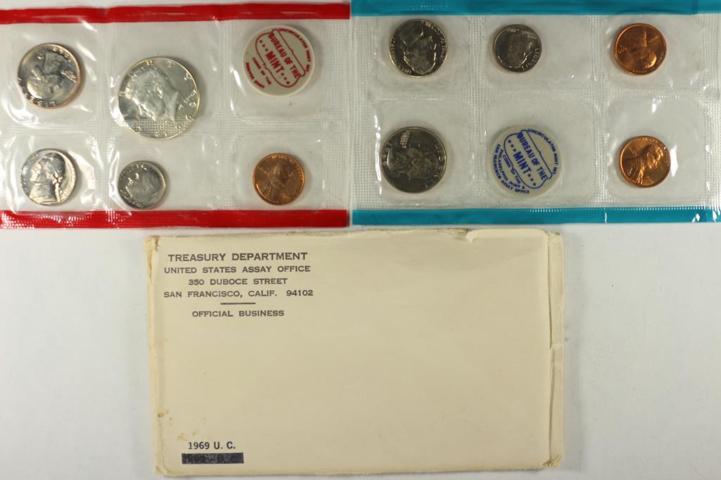 1969 US MINT SET (UNC) P/D/S (WITH ENVELOPE) (1 of 2)