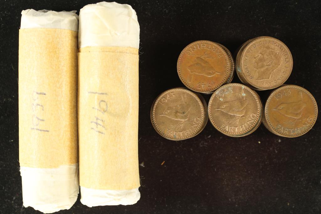 3-FIFTY COIN ROLLS OF GREAT BRITAIN FARTHINGS 1939 (1 of 1)