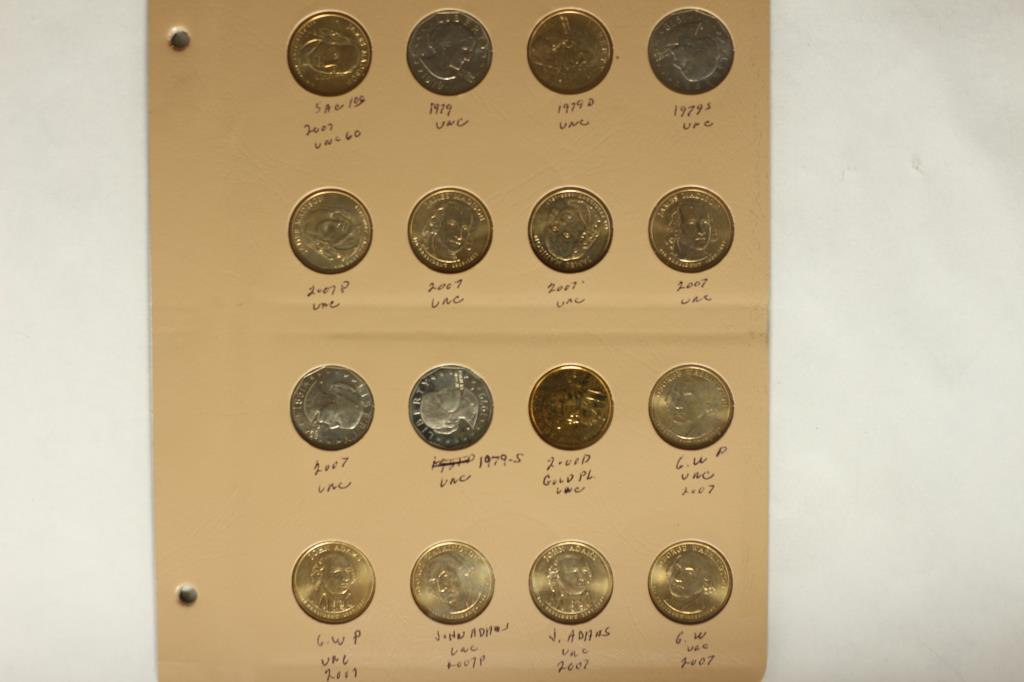 16 BRILLIANT UNC DOLLARS 2 SACAGAWEA DOLLARS, 4-: SBA DOLLARS AND 10 PRESIDENTIAL DOLLARS