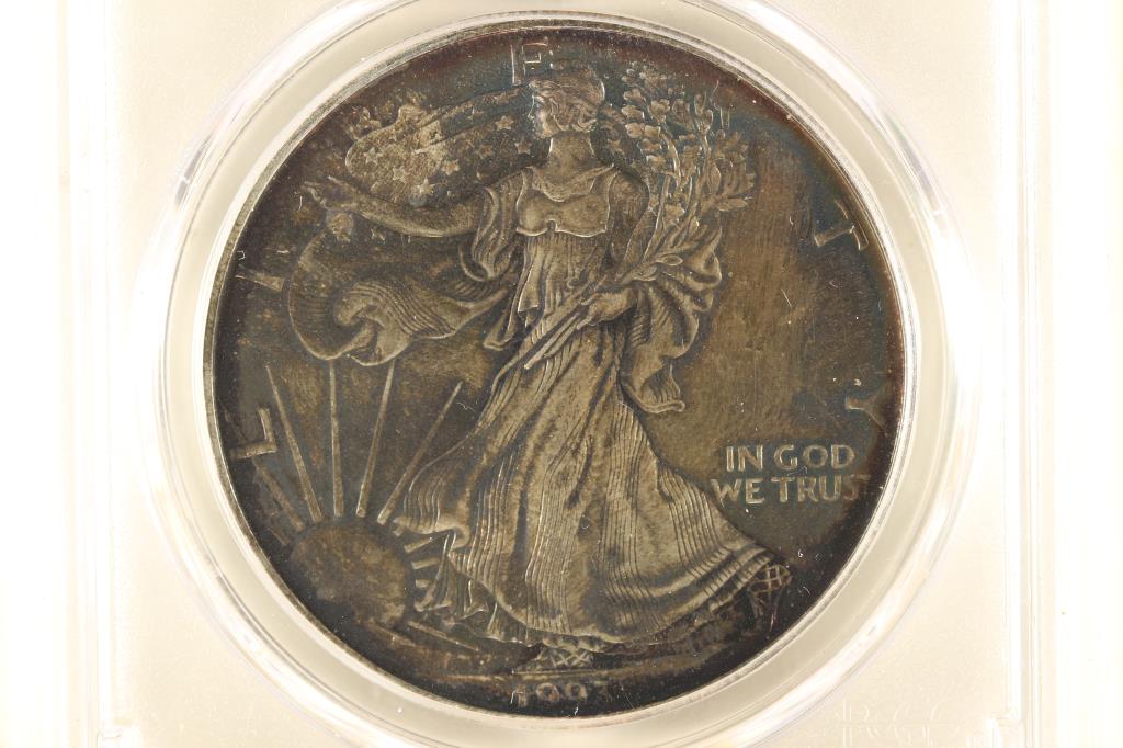 1993 AMERICAN SILVER EAGLE PCGS MS66 TONED (1 of 3)