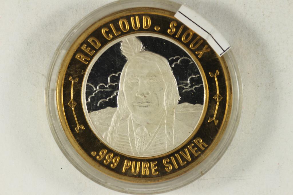 CASINO $10 SILVER TOKEN (UNC) RED CLOUD (SIOUX) (1 of 2)