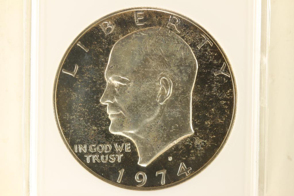 1974-S IKE SILVER DOLLAR ANACS PF66 HEAVY CAMEO (1 of 3)