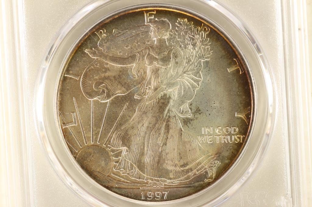 1997 AMERICAN SILVER EAGLE PCGS MS66 (1 of 3)