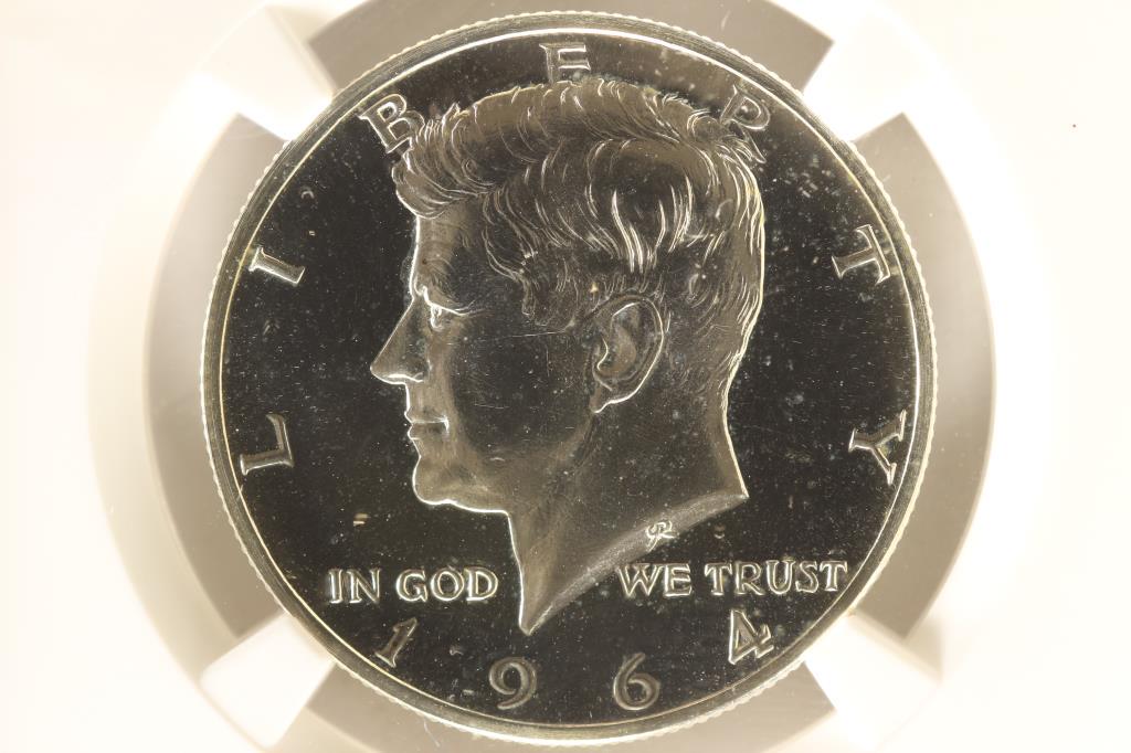 1964 ACCENT HAIR 90% SILVER KENNEDY HALF DOLLAR (1 of 3)