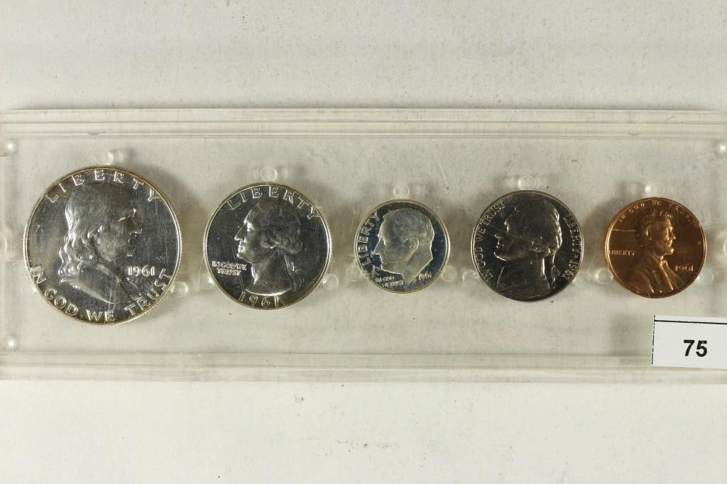 1961 US SILVER PROOF SET IN PLASTIC CASE (1 of 2)