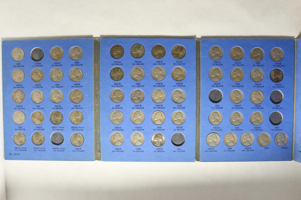 PARTIAL 1938-UP JEFFERSON NICKEL ALBUM WITH 55 (1 of 2)