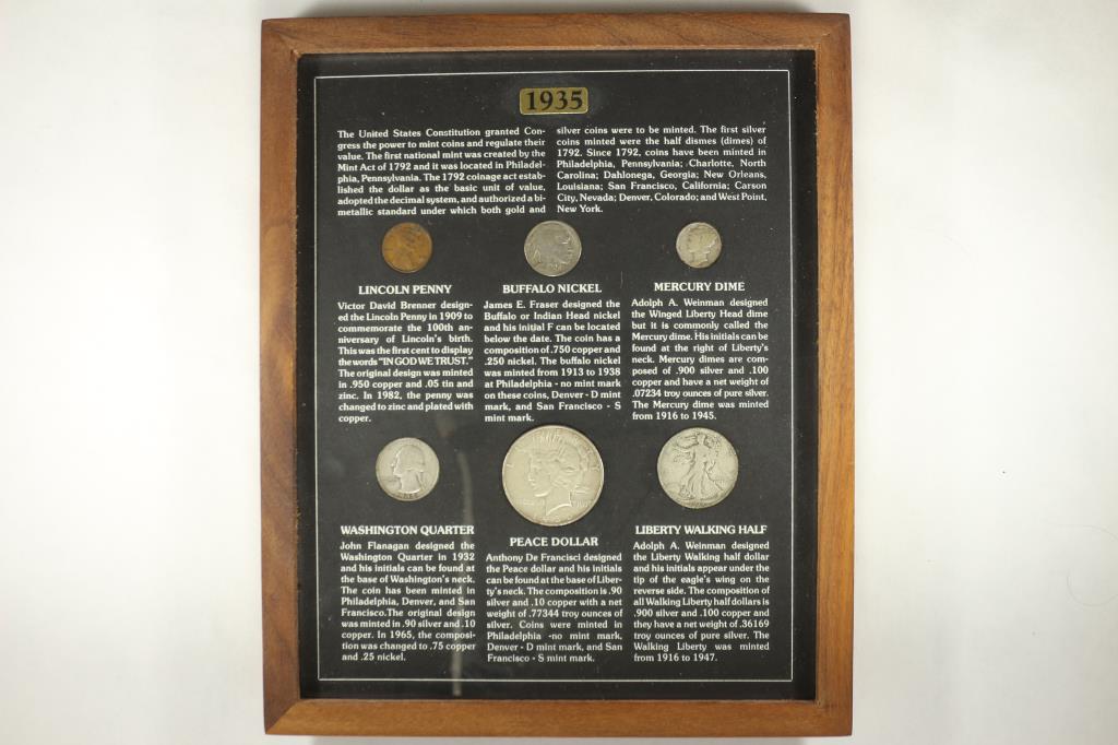 8 1/2'' X 10 1/2'' DOUBLE SIDED FRAMED 1935 YEAR (1 of 2)