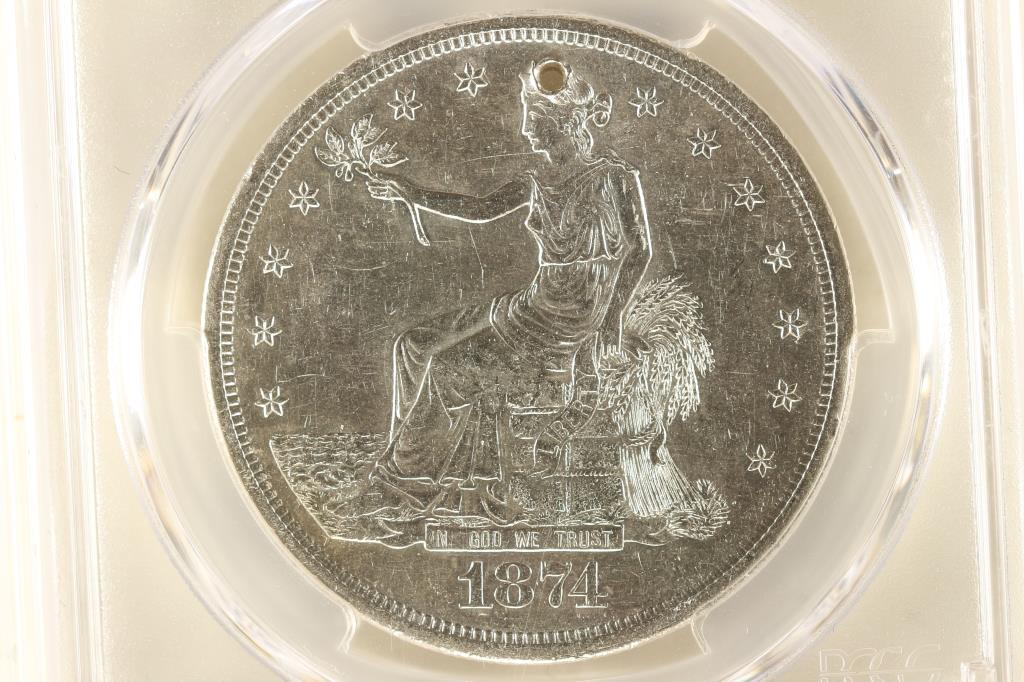 1874-S TRADE DOLLAR WITH CHOP MARK PCGS GENUINE (1 of 3)