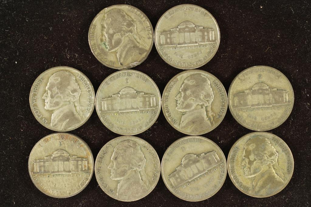10 ASSORTED 35% SILVER JEFFERSON WAR NICKELS (1 of 2)