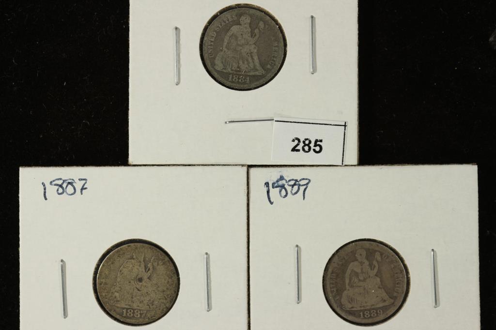 1884, 1887 & 1889 SEATED LIBERTY DIMES (1 of 2)