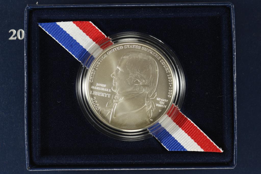 2005 CHIEF JUSTICE JOHN MARSHALL UNC SILVER DOLLAR: ORIGINAL US MINT PACKAGING