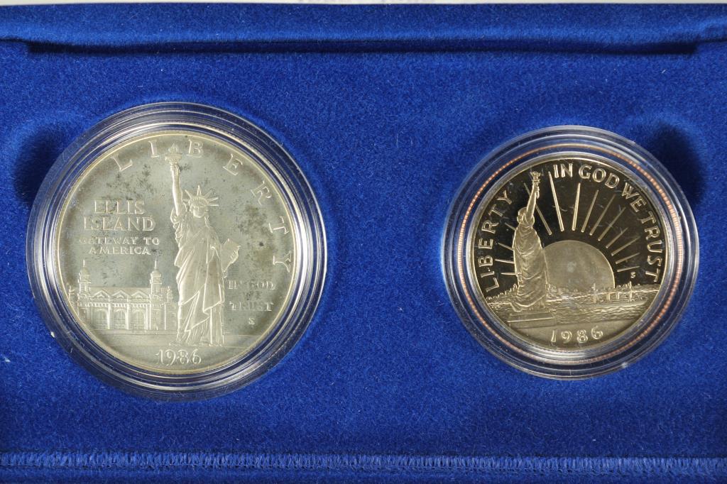 1986 STATUE OF LIBERTY 2 COIN PROOF SET (1 of 3)