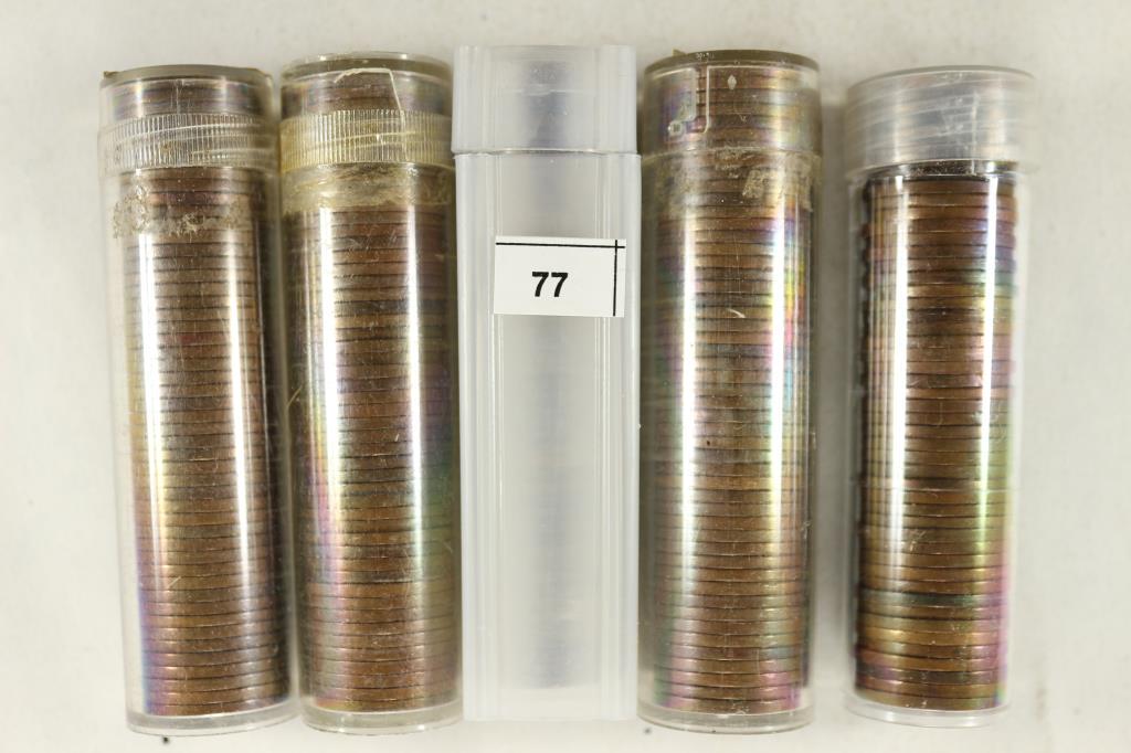5 SOLID DATE ROLLS OF CANADA CENTS 1951, 1952, (1 of 1)