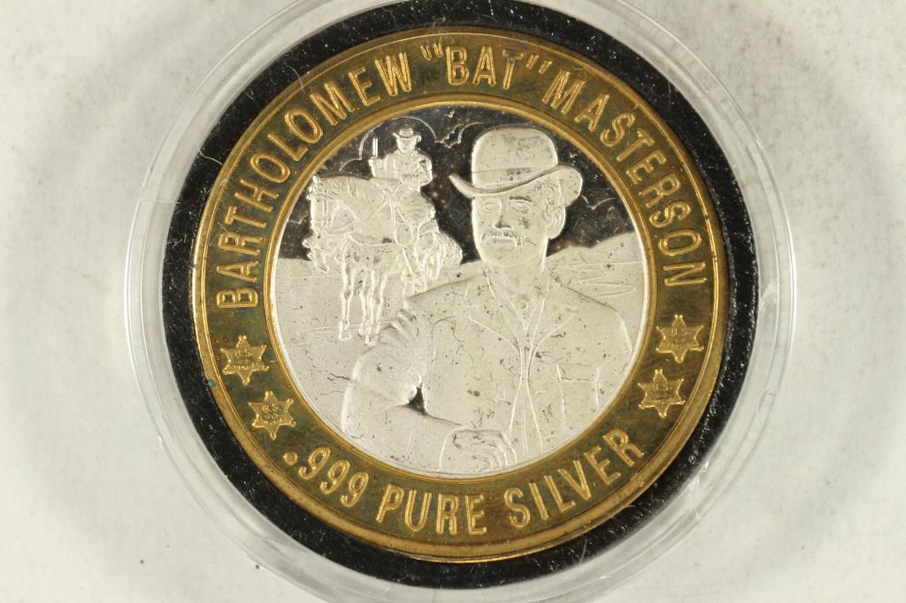 CASINO $10 SILVER TOKEN (UNC) BAT MASTERSON (1 of 2)