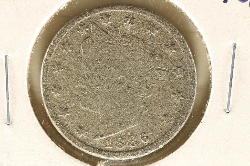 1886 LIBERTY "V" NICKEL KEY DATE VERY GOOD PITTED (1 of 2)