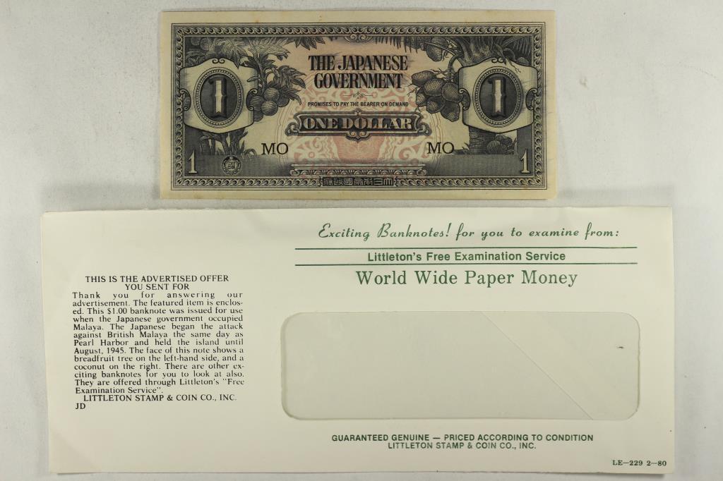 WWII JAPANESE GOVERNMENT INVASION CURRENCY (1 of 2)