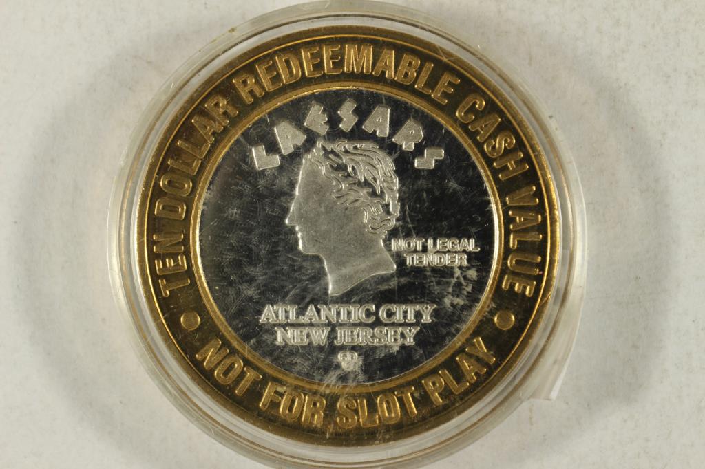 CASINO $10 SILVER TOKEN (UNC) CAESARS ATLANTIC (1 of 2)