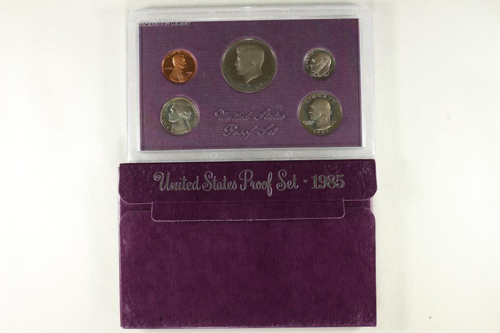 1985 US PROOF SET (WITH BOX): PLEASE WATCH FOR OUR NEXT AUCTION ON MONDAY SEPT. 7TH, 2020.