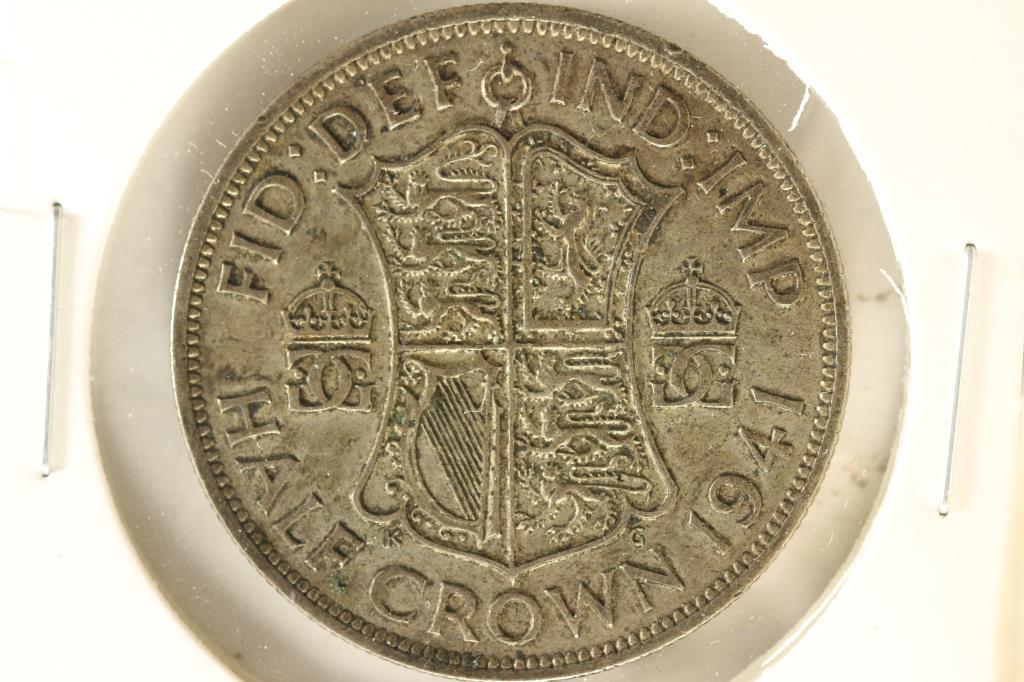 1941 GREAT BRITAIN SILVER HALF CROWN .2273 OZ. ASW (1 of 2)
