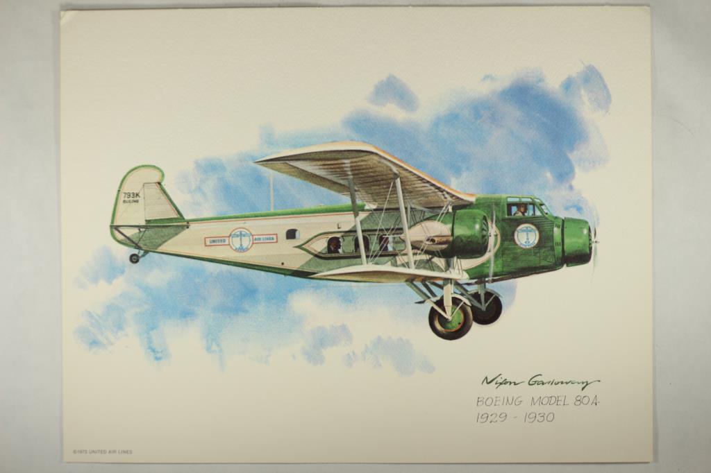 8 1/2'' X 11'' FRAMEABLE COLOR PRINT OF BOEING: MODEL 80-A 1929-1930, NEAT UNITED AIRLINES COLLECTIBLE
